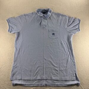 Vintage Polo Ralph Lauren Polo Shirt Mens XL Light Blue High Low‎ Hem Custom Fit